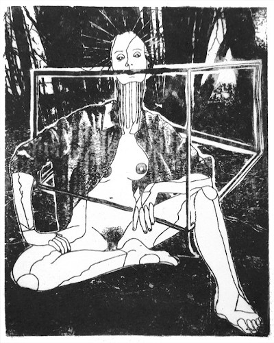 Carsten Wagner – out of the box, etched zinc intaglio, 20x15cm, 2022